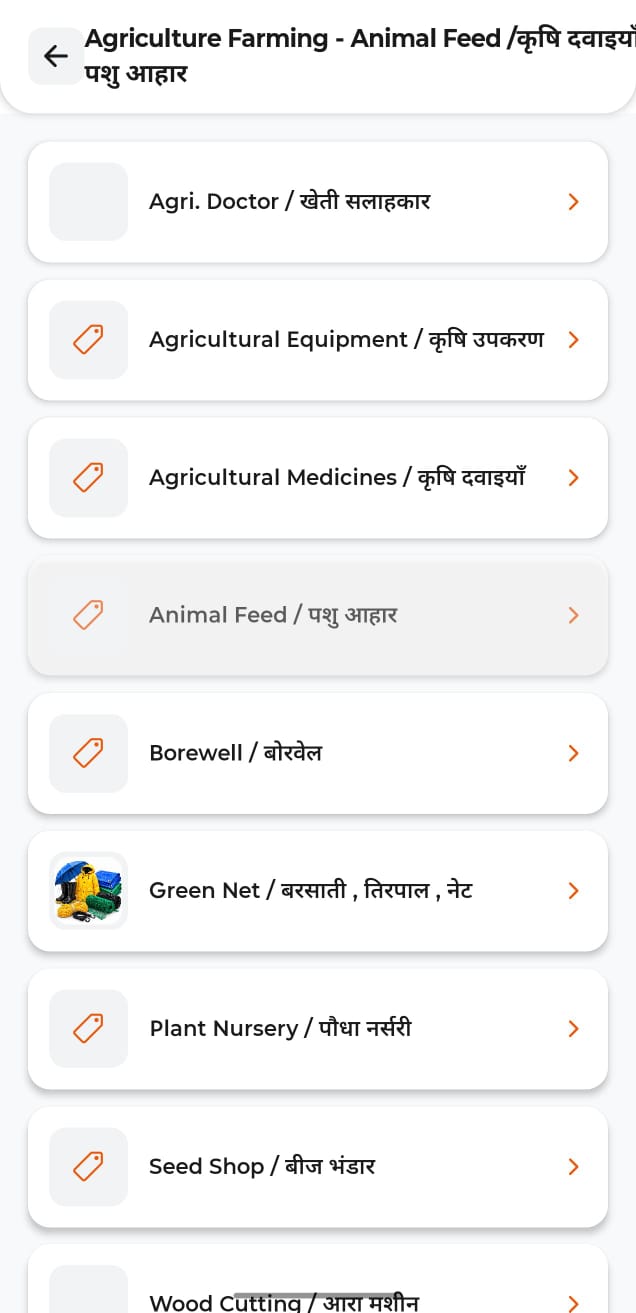 City App category listing screen